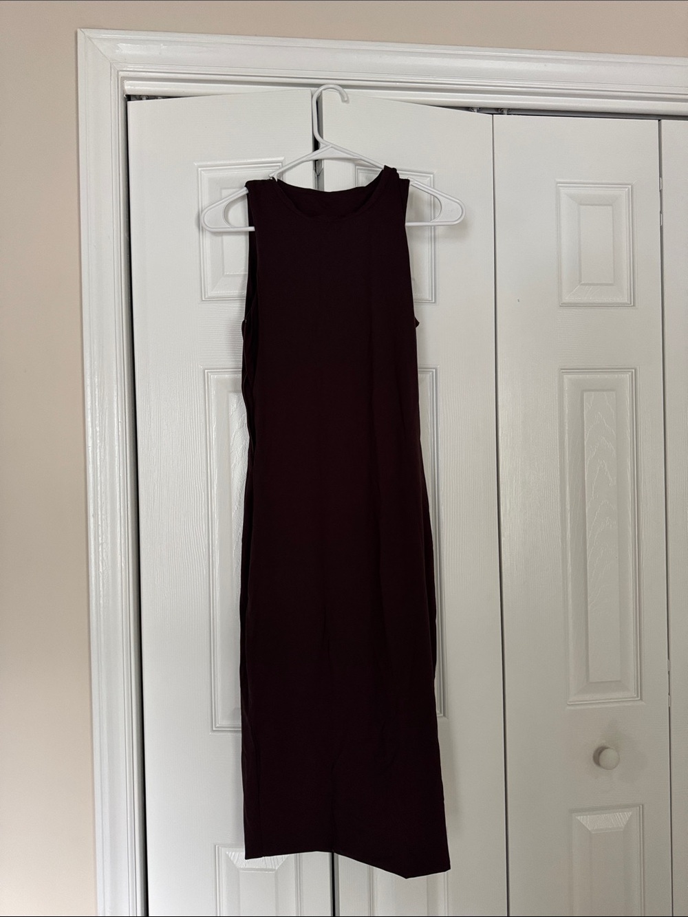 Sleeveless Midi Dress in Deep Plum